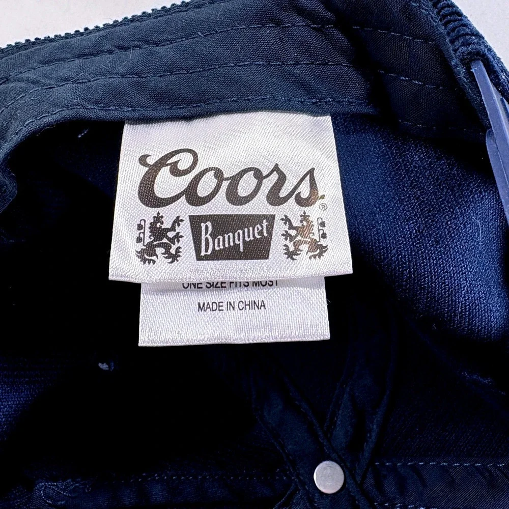 Coors Banquet Navy Blue Corduroy Embroidered Mountain Logo Snapback Cap